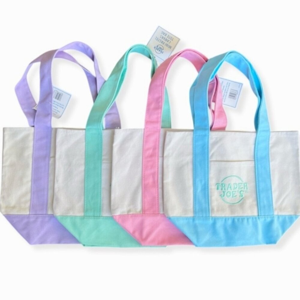 Trader Joe's Mini Tote pastel 1 GREEN bag - Picture 3 of 3